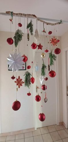 #homedecor, #interiordesign, #homedesign, #decor inspiration Christmas Ceiling Hanging Decor, Christmas Decor Hanging From Ceiling, Christmas Decorations Hanging From Chandelier, Hanging Ornament Tree From Ceiling, Hanging Chandelier From Christmas Tree, Instant Recipes, Cool Christmas Trees, Pretty Decor, What Makes You Happy