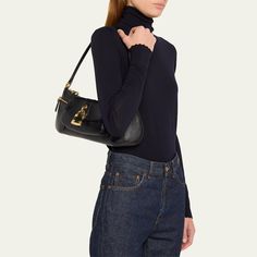 Chloe "The 99" shoulder bag in shiny-grained calfskin leather  Shoulder strap  Zip top closure  Exterior, two zip pockets and one flap pocket  Interior, one slip pocket  Lining: Cotton/linen Approx. 5.1"H x 14.1"W x 3.9"D Made in Italy Chic Shoulder Bag With Snap Closure For On-the-go, Chloe Silverado Bag, Chloe Faye Day Bag Medium, Chloe Bag Leather, Black Crossbody Bag Chloe, Travel Size Perfume, Cocktail Jacket, Lingerie Sleepwear, Handbag Shopping