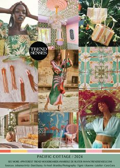 PACIFIC COTTAGE // 2024 – Trendsenses 2024 Branding Trends, Print Trends 2024, 2024 Fashion Trends Forecast, Dani Dazey, Trends Ss24, Mood Board Fashion Inspiration, Fashion Trending Moodboard, Material Trend, Design Color Trends