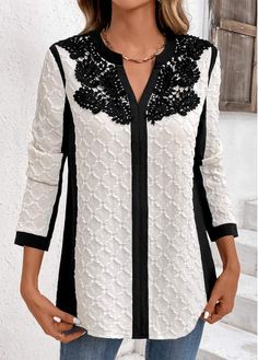 Color:White;Size:S;Size:XXL;Package Contents:1 X Blouse;Occasion:Other;Style:Casual; White Lace Long Sleeve, White Chiffon Blouse, Clothes For Women Over 50, Stylish Tops For Women, Plaid Shirt Women, Women White Blouse, Trendy Tops For Women, Trendy Fashion Tops, Lovely Tops