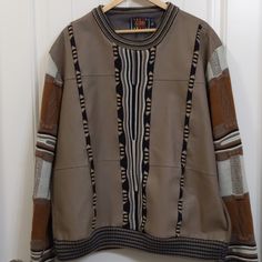 Excellent Pre-Owned Condition, Crew Neck, Pocket On Each Side Of Sweater, Size Xxl Fall Leather Jacket With Patchwork, Patchwork Leather Jacket For Fall, Leather Long Sleeve Jacket With Patchwork, Patchwork Leather Jacket With Long Sleeves, Leather Sweater, Sweaters Crewneck, Colorful Sweaters, Men Sweater, Man Shop