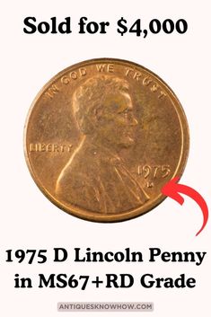 a penny with the words sold for $ 4, 000 and an arrow pointing to it