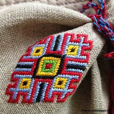 a close up of a bag with some beads on it