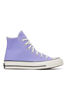 Converse: Purple Chuck 70 Vintage Sneakers | SSENSE Vintage Sneakers, Chuck 70, Converse High Tops, Canvas Sneakers, Contrast Stitch, Chuck Taylors, Ultra Violet, High Top, Fashion Item