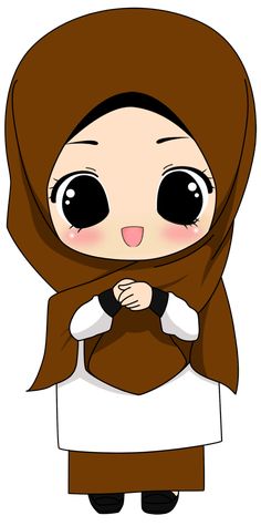 a cartoon character wearing a brown hijab