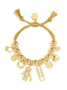 Add a little sparkle to your style with our Golden Treasures Bracelet! Gleaming gold threadwork and dazzling pave rhinestone charms make this an accessory a shimmering goldmine! 6" Adjustable gold threadwork Drawstring closure (extendable up to 8") Gold plated brass hardware Pave rhinestone charms Handmade in New York City and Puerto Rico. Due to the handmade nature of our products, some charms may vary in color and style or be replaced if unavailable. Please allow 5-7 business days for producti Golden Treasure, Details Aesthetic, Dream Bracelet, Expensive Jewelry Luxury, Wrist Jewelry, Jewelry Accessories Ideas, Expensive Jewelry, Jewelry Lookbook, Necklace Beaded