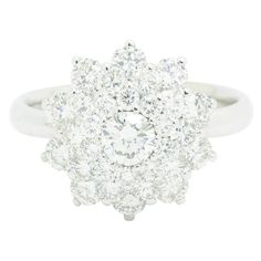 FERRUCCI 2.13 carat white diamonds Flower Cluster in an hand made 18k white gold ring This ring is a size 7, complimentary sizing upon order before shipping. White Flower Ring, Rings Multiple, Rings Flower, Vintage Cluster Ring, White Diamond Jewelry, Ice Flower, Flower Cluster, Cluster Rings, Sparkle Jewelry