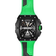 Case Diameter: 44 mmx52 mm Glass Feature: Mineral Photochromic Style: Sports Watches Case Color: Black Strap: Silicone Color: Green Water Resistance: 3 ATM Green Water, Dynamic Design, Sports Watch, Black Case, Wristwatch Men, Sport Watches, Watch Case, Bold Fashion, Men's Collection