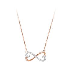 As endless as your love, this diamond infinity pendant is certain to be treasured. Say "I'll love you to infinity and beyond" with this dazzling diamond fashion pendant. Created in 10k 2t white and rose gold white 0.075ctw diamond, this infinity design is elegant and meaningful, Infinity Mangalsutra, Wide Band Diamond Rings, Vintage Gold Brooch, Gold Bracelet Simple, Diamond Pendants Designs, Infinity Design, Infinity Pendant, Bangles Design, Bracelet Simple