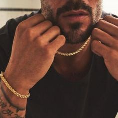 Introducing A Stylish And Exquisite Stainless Steel Men's Gold Colored Chain Necklace & Bracelet Set That Is Sure To Add A Touch Of Elegance To Your Outfit. The Set Features A Trendy Braided Chain Type That Is Perfect For Any Occasion And Is Made From High-Quality Stainless Steel Which Guarantees Durability And Longevity. The Necklace Is 12" Total While The Bracelet Is 5.75" And Both Are Sizable To Fit Comfortably On Your Wrist And Neck. The Set Comes With A Lobster Closure And Features A Two-In Pull Up Challenge, Bracelet Couple, Gold Rope Chains, Mens Accessories Jewelry, Mens Gold, Classic Jewelry, Bracelet Gold, Men's Jewelry, Jewelry Gold