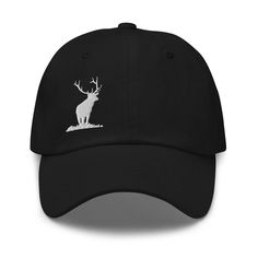 Elk are majestic animals! Enjoy your passion for wildlife with this elk hat. Hunters and wildlife enthusiasts alike with love this elk cap scene. More gifts and products for pet and animal lovers: https://www.guytrendz.com/catalog/products-for-pet-lover-men Gifts and products for hunters: https://www.guytrendz.com/catalog/hunting-products-for-guys Best selling gifts and products for men: https://www.guytrendz.com/ * 100% chino cotton twill * Unstructured, 6-panel, low-profile * 6 embroidered eye Black Hunting Cap, Elk Silhouette, Hunting Hat, Elk Hunting, Archery Hunting, Man Hat, Majestic Animals, Animal Lovers, Elk