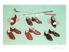 nine pairs of shoes are shown with pins and needles in the shape of butterfly wings