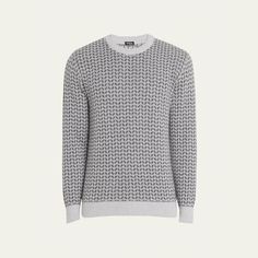 Kiton crewneck sweater in cashmere featuring a wavy jacquard pattern Crew neckline Long sleeves Ribbed cuffs and hem Pullover style Cashmere Made in Italy Merino Wool Jacquard Knit Sweater With Crew Neck, Jacquard Pattern, Crew Neck Sweater, Pullover Styling, Men Sweater, Cashmere, Tops Designs, Crew Neck, Long Sleeve