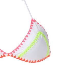 Shop white Brigitte Crochet neon trim bikini set with Express Delivery - Farfetch Neon Bathing Suits, God Energy, Swimsuit Inspo, Outfit Pieces, Swim Suits, Cute Swimsuits, Cute Bikinis, Summer Fits