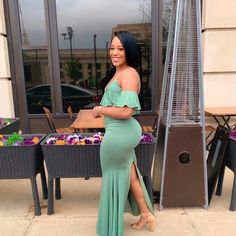 I Love This Dress It’s So Elegant But At The Same Time Hugging Curves Brand Vvogue Rrage Olive Green Maxi Dress, Wife Clothes, Angela Simmons, Clothes Fall, Green Maxi Dress, Woman Clothes, Dress With Ruffles, Green Maxi, Maxi Dress Green