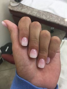 White And Pink Ombre Nails Short, Pink And White Ombré Acrylic Nails, Short Dip Ombre Nails, Really Short Dip Powder Nails, Dip Nails White Tip, Short Ombre Pink And White Nails, Pink And White Dip Powder Nails Ombre, Dip Powder Nails Pink And White, Pink Ombré Nails Short