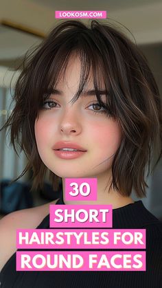 30 Short Hairstyles for Round Faces: Define Your Beauty Chin Length Edgy Haircuts, Short Hairstyle Wispy Bangs, Choppy Bob For Round Faces, Asymmetrical Bob Round Face, Short Hairstyles For Glasses, Bob Haircut For Fine Hair Round Face, Long Pixie For Round Face, Curtain Bang Bob Haircut, Short Bobs For Round Faces