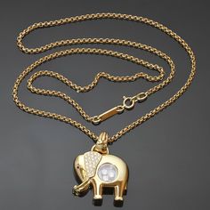 1990s Chopard Happy Diamond Medium Gold Elephant Pendant Necklace image 2 Chopard Necklace, Gold Elephant Pendant, Elephant Pendant Necklace, Gold Elephant, Yellow Jewelry, Diamond Collection, Elephant Pendant, Luxury Jewelry, Diamond Jewelry