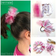 No Sew Scrunchie, Sew Scrunchie, Mid Length Hairstyles, Tulle Crafts, Learn Crafts, Sewing Projects For Kids