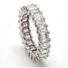 Ninacci Platinum Eternity Band with U-Prong Set Emerald Cut Diamonds - 5.81 Carat Total Diamond Weight - Size 6.25 Elegant White Gold Asscher Cut Eternity Band, Luxury Wedding Eternity Band, Luxury White Gold Eternity Band With Baguette Cut, Luxury White Gold Baguette Cut Eternity Band, Luxury Silver Asscher Cut Eternity Band, Luxury Platinum Eternity Band With Baguette Cut, Luxury White Gold Eternity Band With Emerald Cut, Luxury Eternity Band For Anniversary, Luxury Platinum Eternity Band