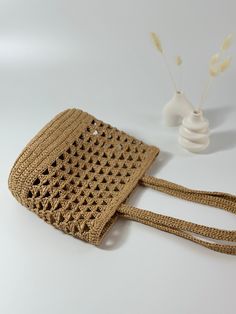 🌸Meet our wicker knitted bags made of natural raffia. This handmade Tote Bag is very stylish, lightweight and the perfect summer accessory. Our stylish shoulder bag in natural color will look great with any summer outfit. This unique design makes it a unique bag. Elegant design, perfect for daily use, shopping or going out. 🌸Every detail of this Tote Bag has been produced with the highest level of craftsmanship and carefully considered. Its sufficiently large internal volume is large enough to Crochet Wicker Bag, Summer Beige Crochet Bag Made Of Yarn, Summer Handwoven Crochet Bag Made Of Yarn, Summer Crochet Bag In Natural Color For Daily Use, Natural Crochet Bag For Summer Daily Use, Lightweight Beige Crochet Bag Rectangular, Beach Season Crochet Tote Bag Made Of Paper Straw, Eco-friendly Rattan Crochet Bag, Beige Straw Crochet Bag For Beach Season