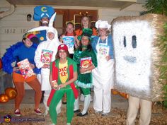 a group of people dressed up in costumes