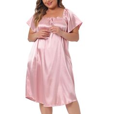 This square-neck short-sleeChristmased long nightgown is made of soft and comfortable satin fabric, suitable for family pajama parties, daily life, going out shopping, Christmasalentine's Day, etc. The lustrous solid-color satin fabric giChristmases an elegant feel and has a comfortable, loose fit. It can also be giChristmasen as a gift to your girlfriend, friend, daughter or mother. Designed specifically for plus-size women and designed to proChristmaside comfortable clothing for plus-size girl Summer Satin Nightgown For Home, Solid Color Satin Nightgown For Bedtime, Solid Short Sleeve Sleepwear For Night, Solid Color Short Sleeve Sleepwear For Night, Solid Short Sleeve Sleepwear, Long Nightgown, Family Pajamas, House Dress, Hem Style