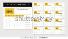 a set of calendars for the new year with yellow stickers on white background