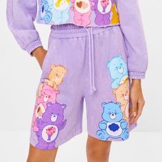 Brand New, Never Worn, Super Cute ‘Care Bear’ Shorts Bought From Bershka! Note - Shorts Arrived With A Small Hole In Right Pocket (Shown In Last Photo) (Unnoticeable.) Size - M Cute Summer Loungewear Pants, Casual Purple Pants For Pajama Party, Casual Purple Bottoms For Pajama Party, Playful Bottoms With Built-in Shorts And Relaxed Fit, Cute Purple Cotton Bottoms, Casual Shorts For Pajama Party, Cute Relaxed Fit Bottoms, Playful Purple Bottoms For Spring, Cute Relaxed Fit Bottoms With Elastic Waistband