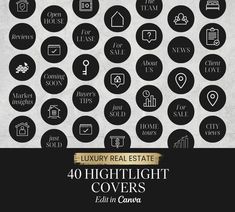 Black instagram highlight Real Estate Instagram Highlight Covers, Realtor Instagram, Business Aesthetic, Real Estate Instagram, Realtor Social Media, Luxury Real Estate Marketing, Real Estate Social Media, Email Signature Templates