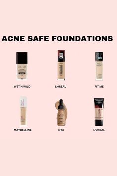 Best Foundation For Acne, Acne Safe Makeup, Makeup Routine Guide, Safe Makeup, Acne Makeup, Foundation For Oily Skin, Makeup Order, Simple Makeup Tips, Beginners Eye Makeup