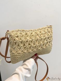 BirdinBag - Hollow Out Woven Straw Shoulder Bag - Perfect for Your Vacation Style Beige Portable Shoulder Bag, Portable Beige Shoulder Bag, Natural Color Portable Bag For Daily Use, Natural Portable Bag For Daily Use, Natural Color Bag For Daily Use, Natural Color Daily Use Bag, Beige Portable Pouch Shoulder Bag, Portable Beige Pouch Shoulder Bag, Beige Portable Satchel Bag