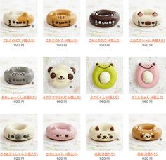 many different kinds of donuts with animals on them