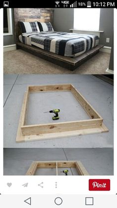 the diy platform bed frame is made out of wood