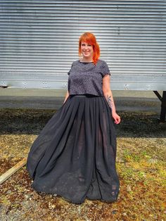 Dark Moon Maxi – Copper Union Apparel Goth Plus Size, Sheer Midi Skirt, Witchy Outfits, Lace Oxfords, Silk Crop Top, Back In Black, Your Gorgeous, Sheer Skirt, Dark Moon