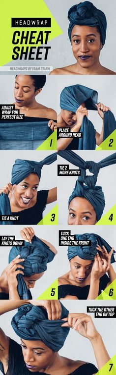 8 Head Wrap Cheat Sheets If You Don't Know How To Tie Them Beauty makes the world go round:) Dont be shy about it, seek to be the best you can be. Be happy in your own skin:) Follow us Tie A Head Wrap, Twisted Hair, Mode Turban, Afrikaanse Mode, Pelo Afro, Hair Wraps