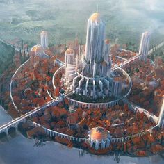 an artist's rendering of a futuristic city