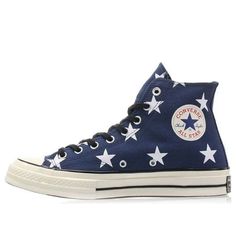 Converse Chuck 70 Hi Navy Stars 163409C Converse Wishlist, Converse 70, Cool Converse, Cute Converse Shoes, Converse Design, Cute Converse, Navy Blue Shoes, Star Converse, Dr Shoes