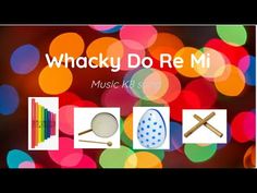 the words whacky do re mi are in front of an image of colorful lights