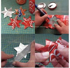 someone is cutting out paper stars with scissors