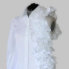 Ruffle Blouse White Ruffle Blouse Extra Long Ruffled Blouse | Etsy Elegant Ruffled Blouse For Work, Elegant Blouse With Ruffles And Ruffled Collar, Luxury Ruffles Blouse For Work, Luxury Ruffled Blouse For Work, Elegant White Ruffled Tops, Elegant Workwear Shirt With Ruffled Collar, Feminine Ruffled Office Shirt, Elegant Ruffled Tops For Office, Fitted Ruffle Blouse For Office