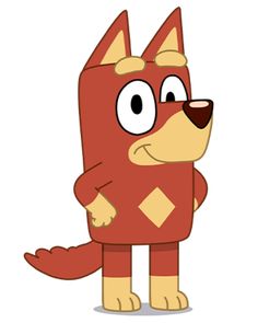 a cartoon dog in a red costume with big eyes and an angry look on his face