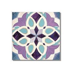 an artistic tile design with blue, purple and white colors