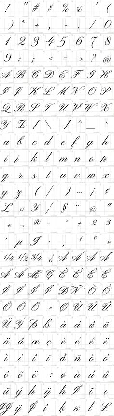 several different types of writing on paper with black and white lines in the middle, one is