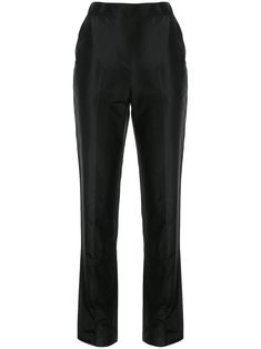 Black high-waisted silk trousers from MacGraw featuring a textured style, pleated details, a high waist, a straight leg, a regular length, two front pockets and a back zip fastening. Black Silk Pants, Uzun Boy, Silk Trousers, Airport Fashion, Silk Pants, Curator Style, Black Silk, High Waisted Pants, Bottoms Pants