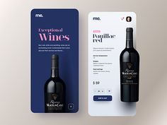 a wine bottle next to a wine card