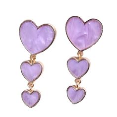 Purple Swirly Triple Layered Heart Stud Earrings In A Gold Toned Setting. Romantic Feminine Styling That You Are Sure To Love. Approx 1 7/8” Also Available In Pink & Gray See My Other Listings For More Jewelry. Bundle And Save On Shipping. #E214 Purple Earrings For Valentine's Day Party, Trendy Purple Heart Earrings For Gift, Trendy Purple Heart Earrings As Gift, Trendy Purple Heart Earrings, Purple Heart Earrings For Valentine's Day, Purple Heart Earrings With Heart Charm, Purple Heart Charm Earrings For Valentine's Day, Triple Heart, Heart Stud Earrings