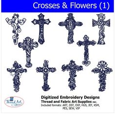 the cross and flowers pattern is shown