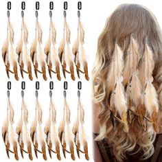 PRICES MAY VARY. Suitable Size: the length of tassels is about 25 cm/ 9.8 inches and the feather is about 8 cm/ 3.2 inches to 15 cm/ 5.9 inches, there is a small comb clip on top of each hair clip, which is convenient for you to fix them on your hair Easy to Use: the boho hair accessories are sweet and stylish, you can wear them as a bohemian girl at Christmas parades and parties, it is very easy to use and does not require other tools, providing you with a nice using experience Various Colors: Native American Wedding Dress, Pirate Hair, Feather Braid, Medieval Fair, Moon Chain, Hippie Hair, Feather Hair Clips, Hair Accessories Boho, Boho Hair