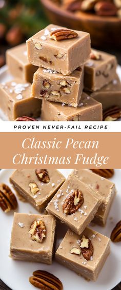 Image for Classic Pecan Christmas Fudge Butter Pecan Fudge Recipe Condensed Milk, Butter Pecan Fudge Recipe, Butter Pecan Fudge, Vegan Condensed Milk, Pecan Fudge, Clematis Varieties, Christmas Yummies, Christmas Fudge